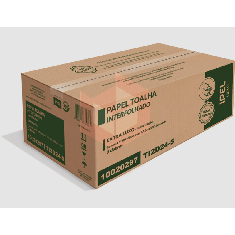 PAPEL INTERFOLHADO IPEL LIGHT 22,5x20,5 5000 Fls 2D. F.S - TI2D24 - 5