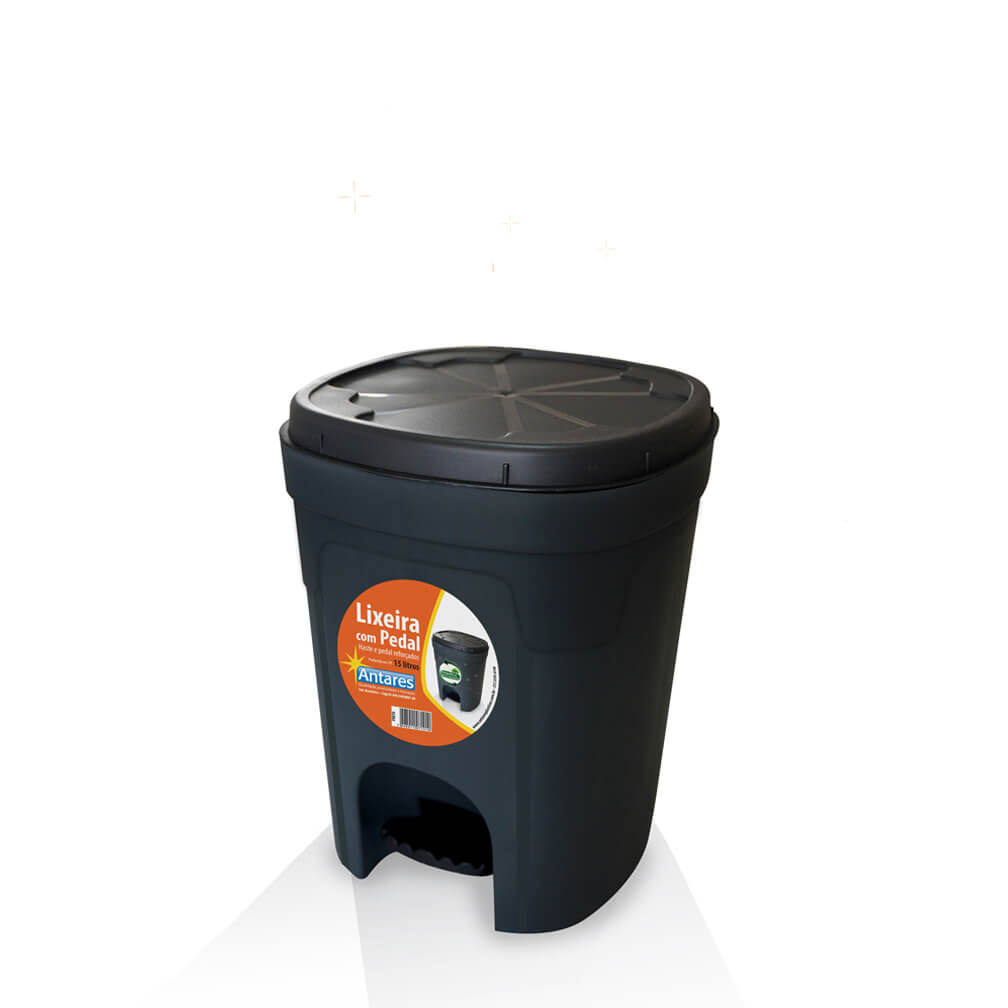 LIXEIRA 15,0L PLASTICA COM PEDAL CZ ANTARES