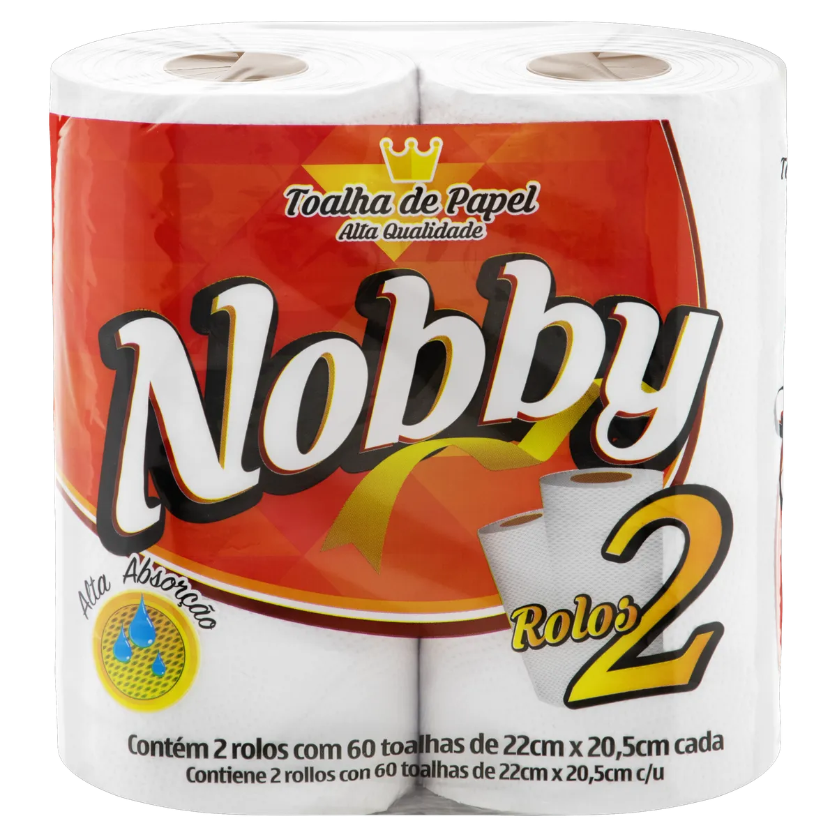 TOALHA DE PAPEL FOLHA SIMPLES NOBBY 22CM x 20,5CM PACOTE 2 UNIDADES