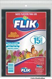 SACO P/LIXO FLIK PRETO 15 LT