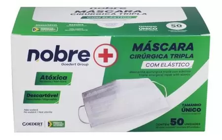 MASCARA CIRURGICA TRIPLA C/ ELASTIC CX VERDE