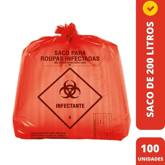 SACO PARA LIXO HOSPITALAR VERMELHO 50L